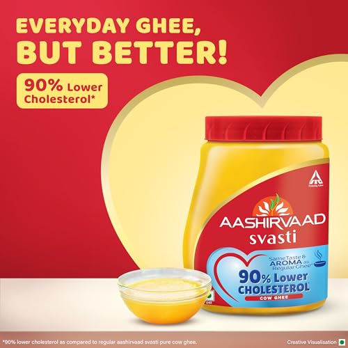 Aashirvaad Svasti 90% Lower Cholesterol Ghee | Cow Ghee with Rich Aroma | Helps Manage Cholesterol - 500ml - Image 2