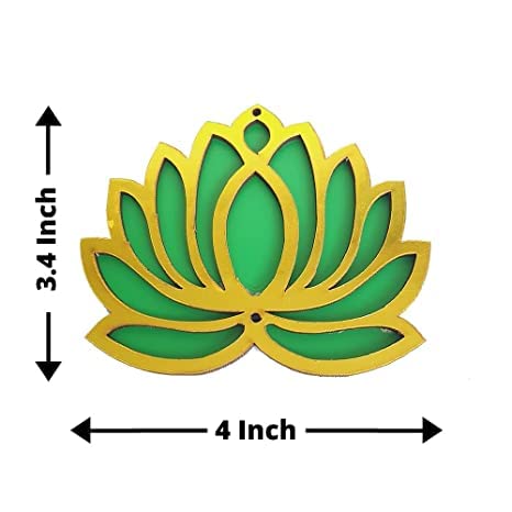 Sanvatsar Home White Golden Lotus 4 Inch Set of 12 Wooden Cutout DIY Rangoli Kit | Decorations for Diwali, Dusshera Wedding Rangoli, Pooja, Decorations, Festival Gift (Red & Green) - Image 2