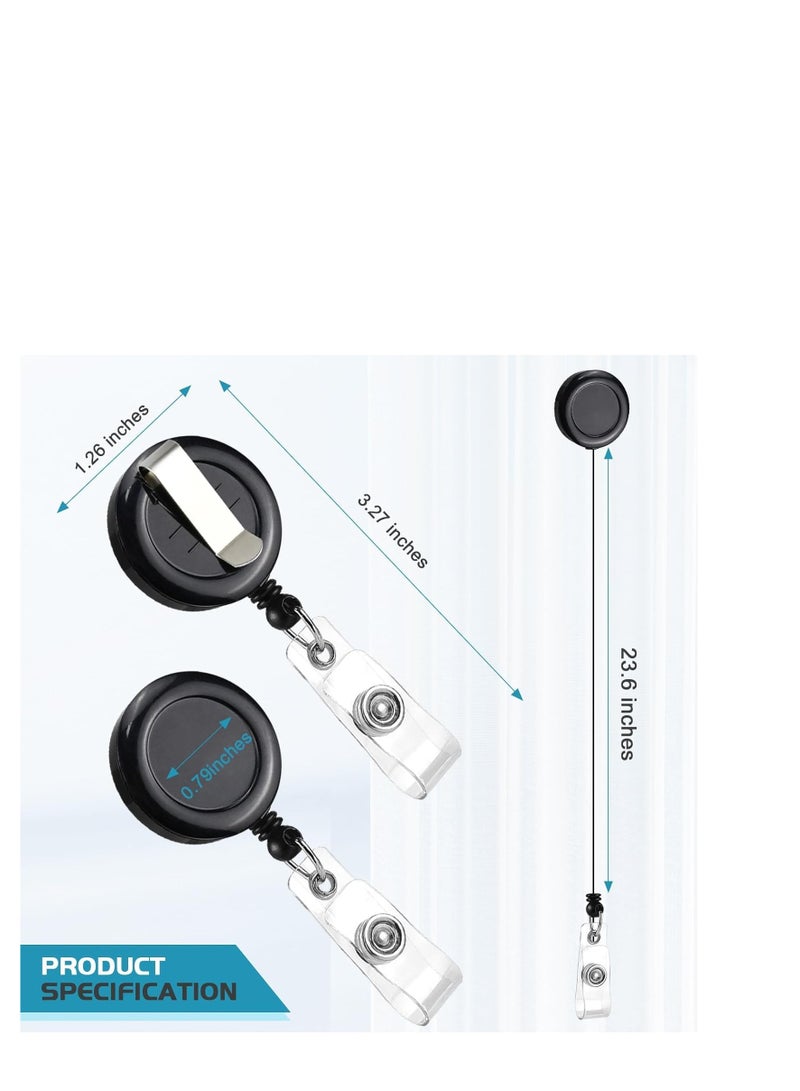 Terabyte 3 Pcs Retractable Name Badge Holder Reel with Belt Clip Badge Reel Retractable for Teachers, Students, Office Workers BLACK,RED,BLUE - Image 4