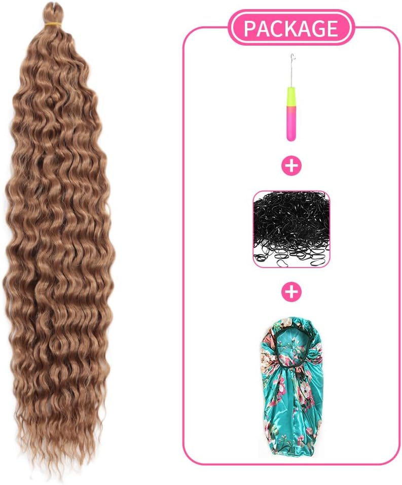 DSOAR Deep Twist Crochet Hair Hair Bundles Water Wave Synthetic Hair Extension Curly Braiding Ombre Curl Braiding Hairpiece, 22 Inch 3 Packs - Image 5