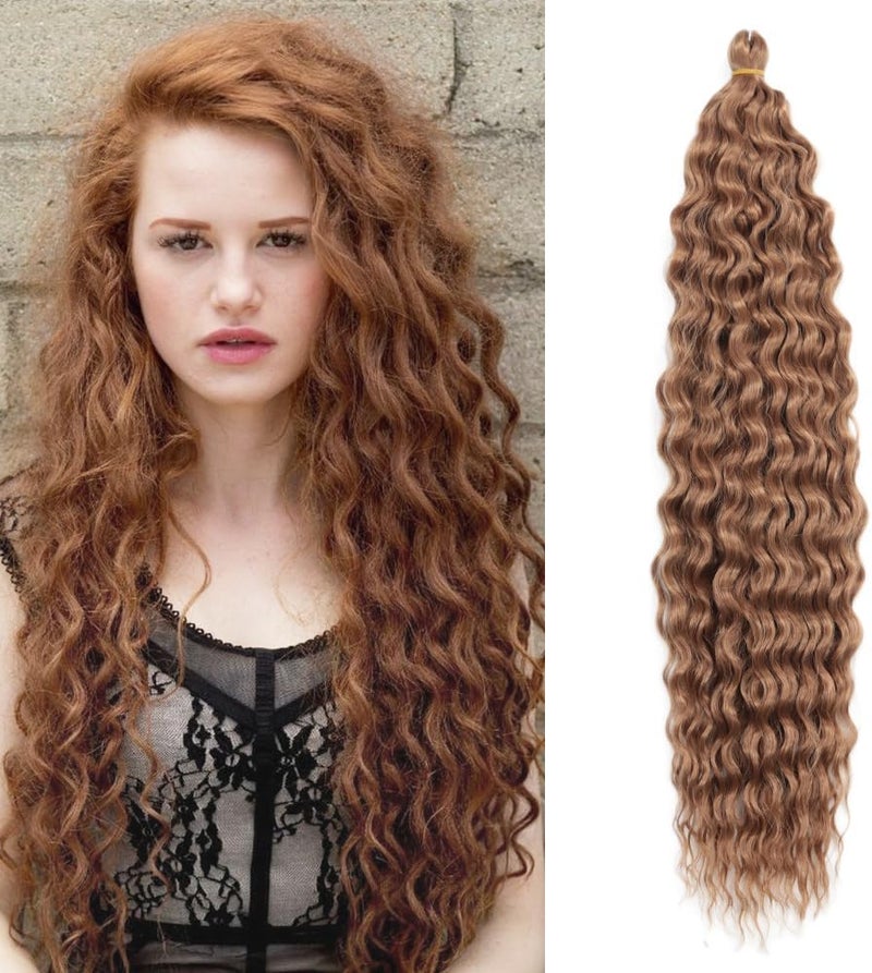 DSOAR Deep Twist Crochet Hair Hair Bundles Water Wave Synthetic Hair Extension Curly Braiding Ombre Curl Braiding Hairpiece, 22 Inch 3 Packs - Image 1