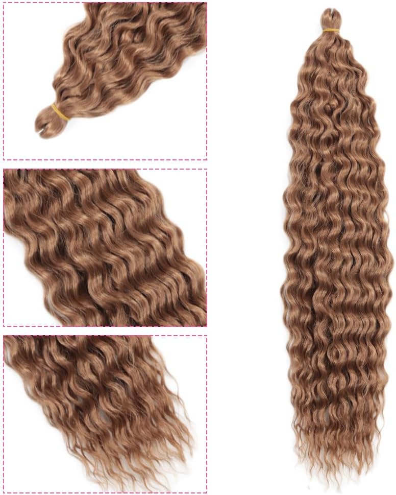 DSOAR Deep Twist Crochet Hair Hair Bundles Water Wave Synthetic Hair Extension Curly Braiding Ombre Curl Braiding Hairpiece, 22 Inch 3 Packs - Image 4