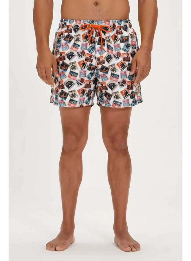 Bad Bear Postage Stamps White Men's Swim Shorts.