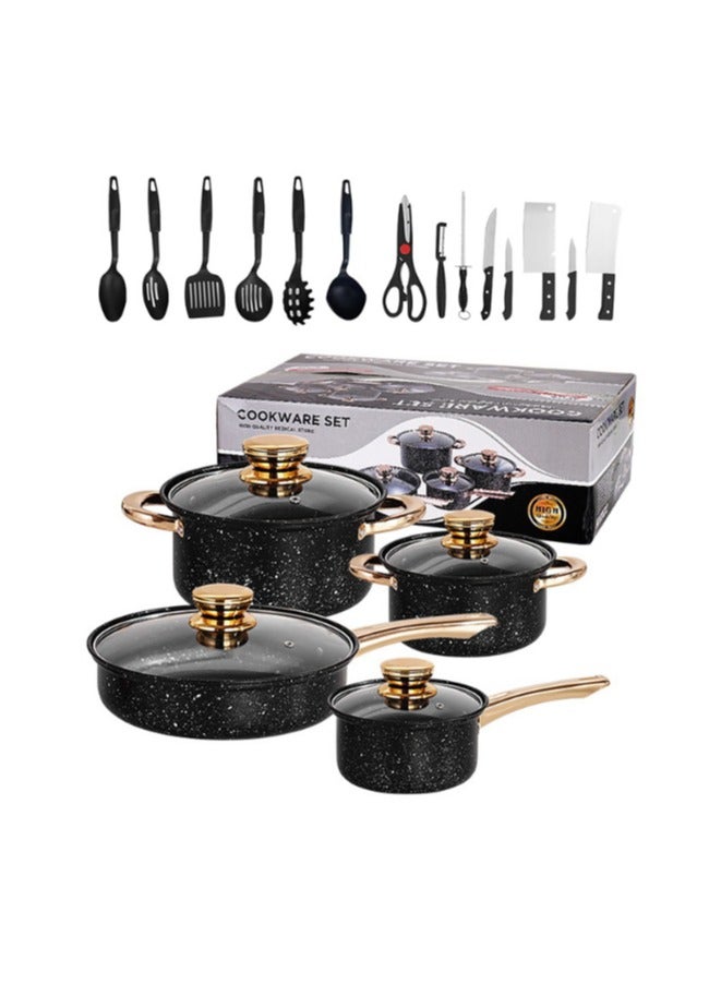 Cookware Set 18 Pcs, 4pcs pan + 14pcs kitchen tools, non-stick cookware set. Good quality and durable - Image 1