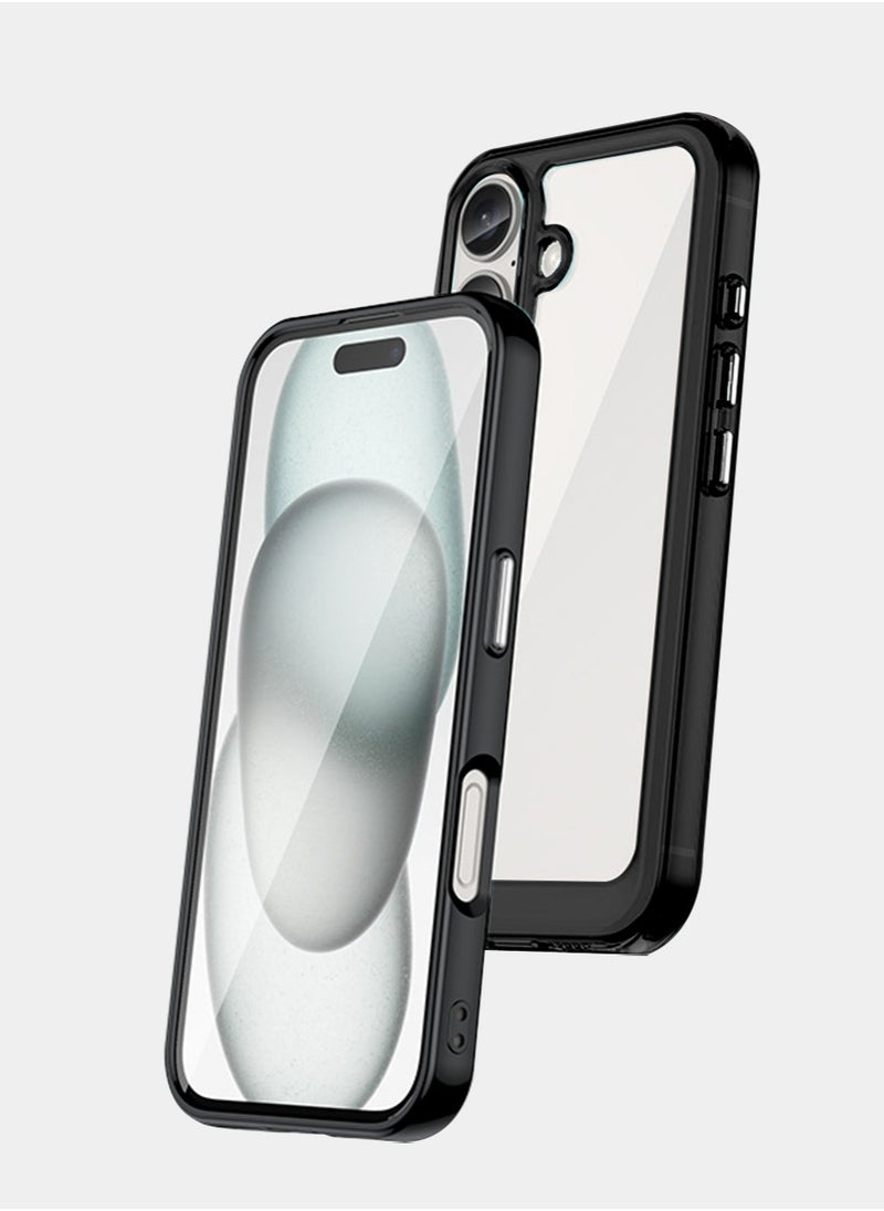 X-level iPhone 16 Shockproof Case Cover, [Military-Grade Drop Protection] Translucent Slim Protective Anti-Fingerprint Anti-Scratch, Black  - Image 1