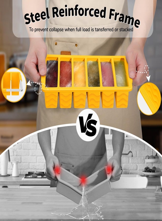 Doasuwish 2-Pack Silicone Freezer Trays with Lid, 2 Large 2-Cup(500ml) & 6 Small 1/2-Cup(125ml) Soup Freezer Container Molds, Ice Cube Tray For Meal Prep & Freezing Soup, Stews, Sauces, Oven & Dishwasher-Safe - Image 3
