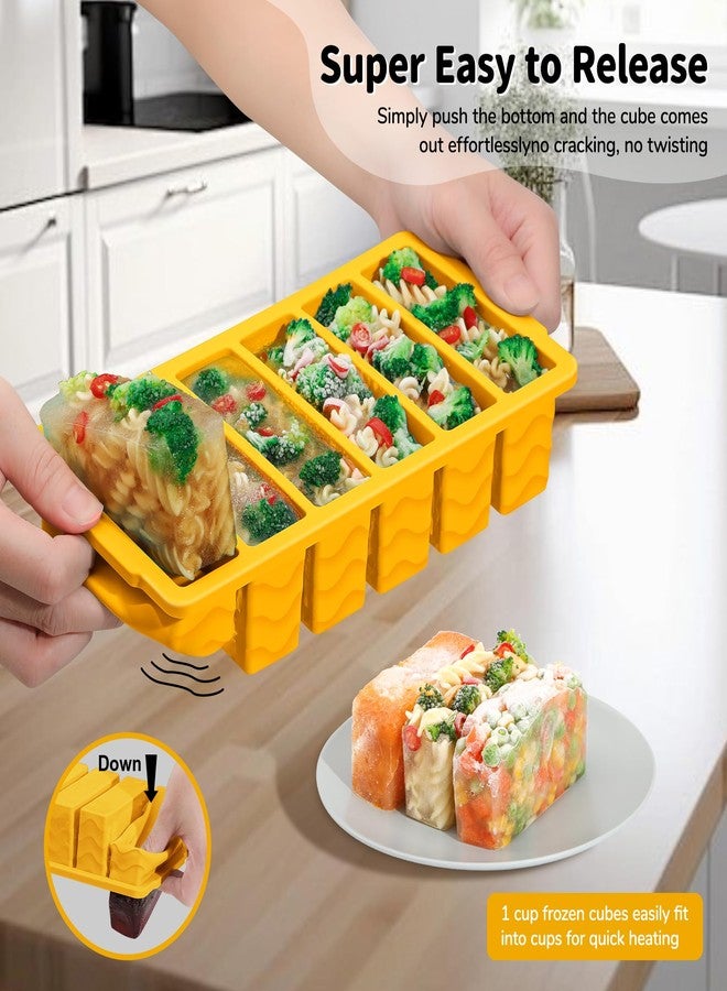 Doasuwish 2-Pack Silicone Freezer Trays with Lid, 2 Large 2-Cup(500ml) & 6 Small 1/2-Cup(125ml) Soup Freezer Container Molds, Ice Cube Tray For Meal Prep & Freezing Soup, Stews, Sauces, Oven & Dishwasher-Safe - Image 4