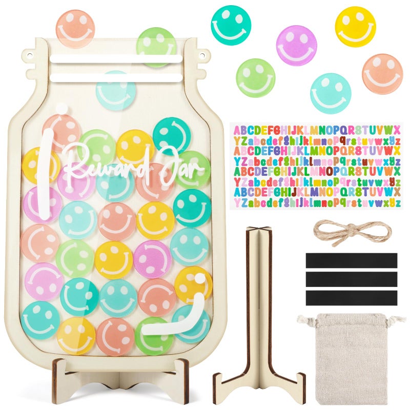 YNGRUE Magnetic Reward Jars for KidsPersonalized Reward Jar with Colorful Letter StickersGood Behavior Responsibility Training Tool for KidsIdeal for Classroom and Home Reward System - Image 2
