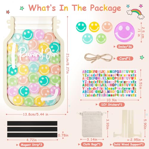 YNGRUE Magnetic Reward Jars for KidsPersonalized Reward Jar with Colorful Letter StickersGood Behavior Responsibility Training Tool for KidsIdeal for Classroom and Home Reward System - Image 3