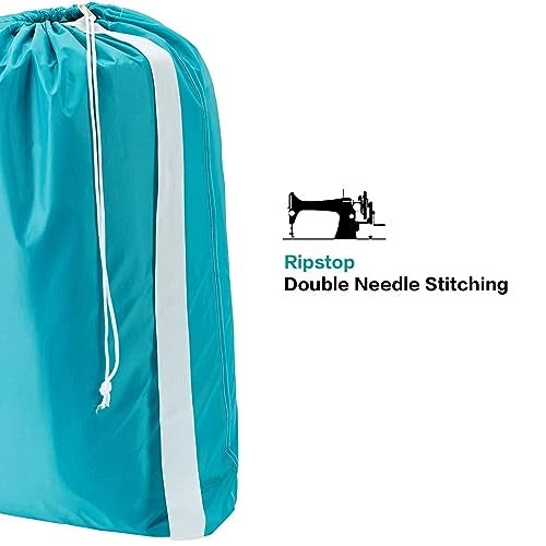 HOMEST 2 Pack XL Nylon Laundry Bag with Strap, Large Dirty Clothes Organizer, Easy Fit a Laundry Hamper or Basket, Can Carry Up to 4 Loads of Laundry, Black and Sky Blue - Image 5
