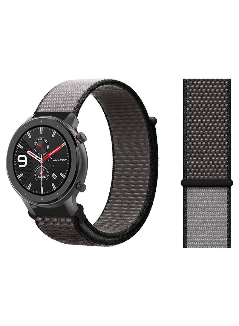 NIBEMINENT Nylon Loop Replacement Band 22mm for Amazfit GTR 47mm Anchor Grey 