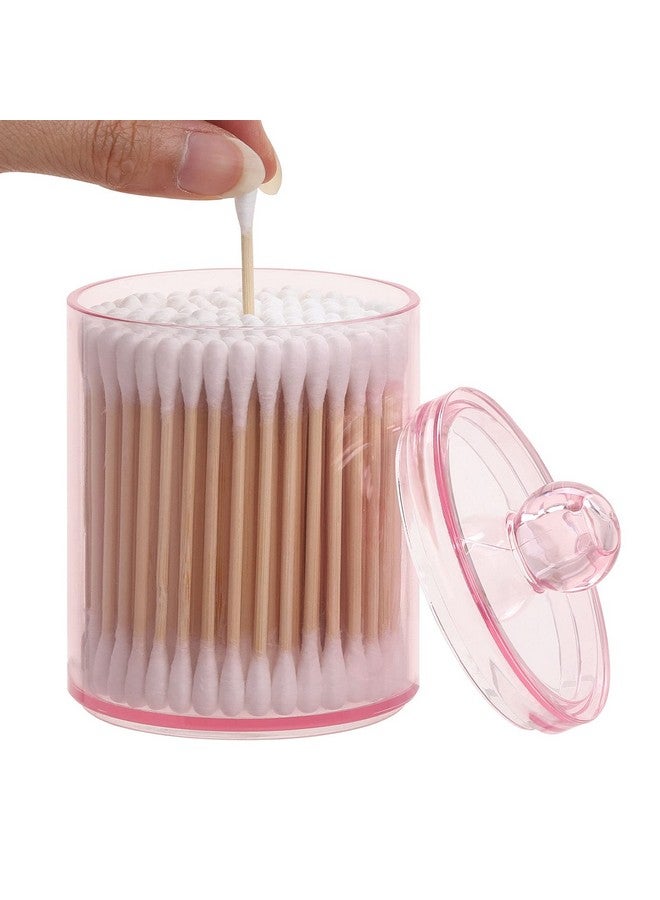 Tbestmax 4 pcs Qtips Holder Bathroom Container, 10 OZ Apothecary Jar, Pink Cotton Ball/Swabs Dispenser Organizer for Storage - Image 3