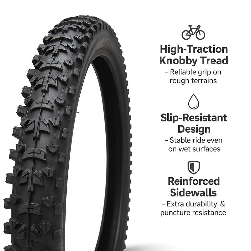RALSON 26x2.125 Bicycle Tyre | Heavy Duty Rubber Mountain Bike Tyre for MTB, City Bicycles, E-Bikes & Trolleys – Strong Grip & Durable Perfomance - Image 4