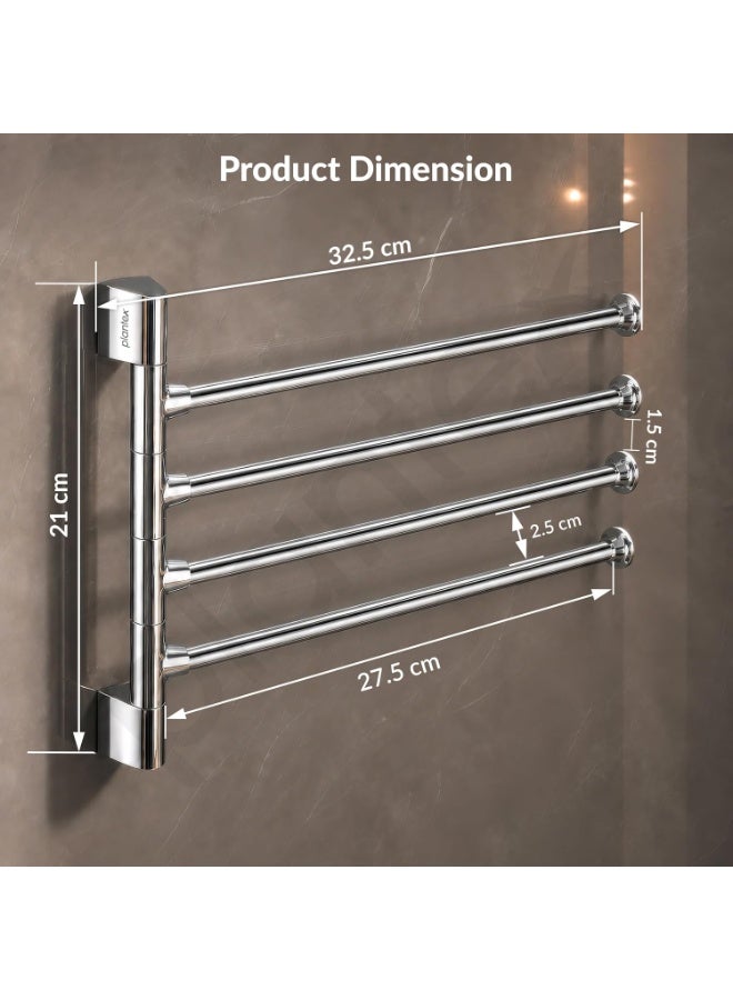 Plantex Stainless Steel 4-Arm Bathroom Swing Hanger Towel Rack/Towel Holder for Bathroom/Towel Stand/Bathroom Accessories - Image 4