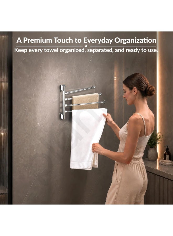 Plantex Stainless Steel 4-Arm Bathroom Swing Hanger Towel Rack/Towel Holder for Bathroom/Towel Stand/Bathroom Accessories - Image 3