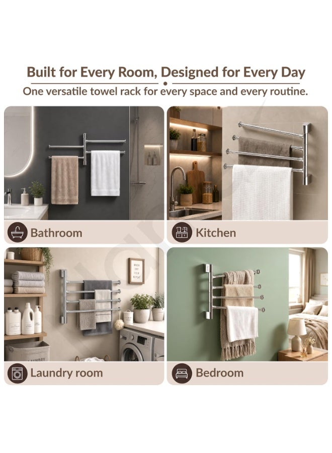 Plantex Stainless Steel 4-Arm Bathroom Swing Hanger Towel Rack/Towel Holder for Bathroom/Towel Stand/Bathroom Accessories - Image 2
