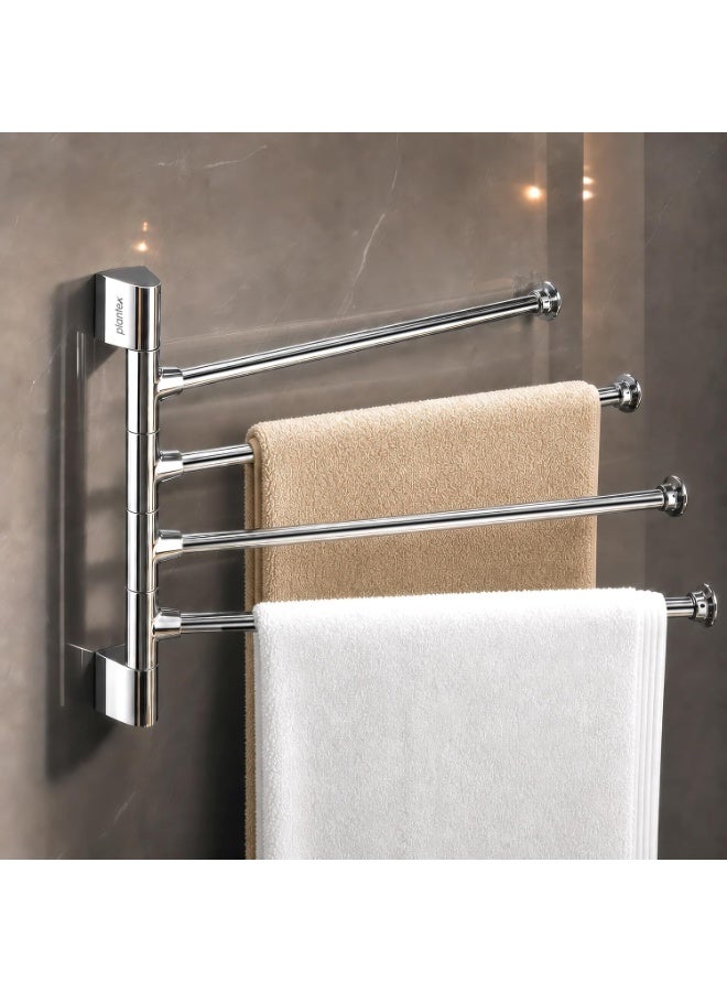 Plantex Stainless Steel 4-Arm Bathroom Swing Hanger Towel Rack/Towel Holder for Bathroom/Towel Stand/Bathroom Accessories - Image 1
