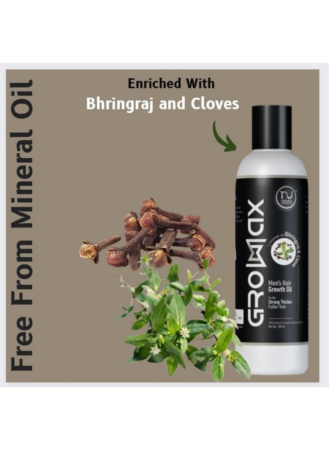 RENEU HERBALS - Growmax Men’S Hair Care Oil Infused With Bhringraj And Clove | Strong Hair Growth, Prevents Hairfall | Non Sticky Oil I 100 Ml - Image 1