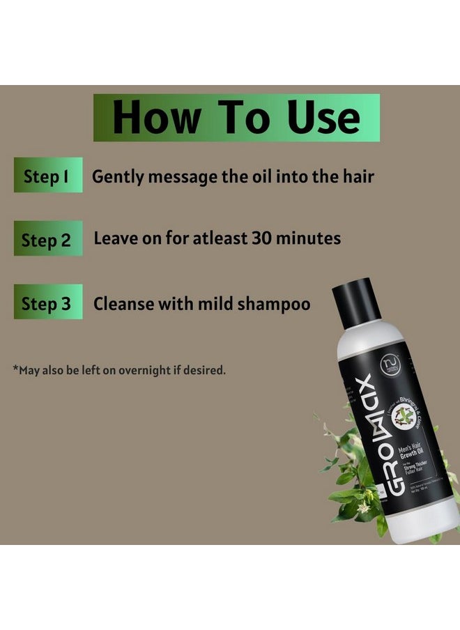 RENEU HERBALS - Growmax Men’S Hair Care Oil Infused With Bhringraj And Clove | Strong Hair Growth, Prevents Hairfall | Non Sticky Oil I 100 Ml - Image 1