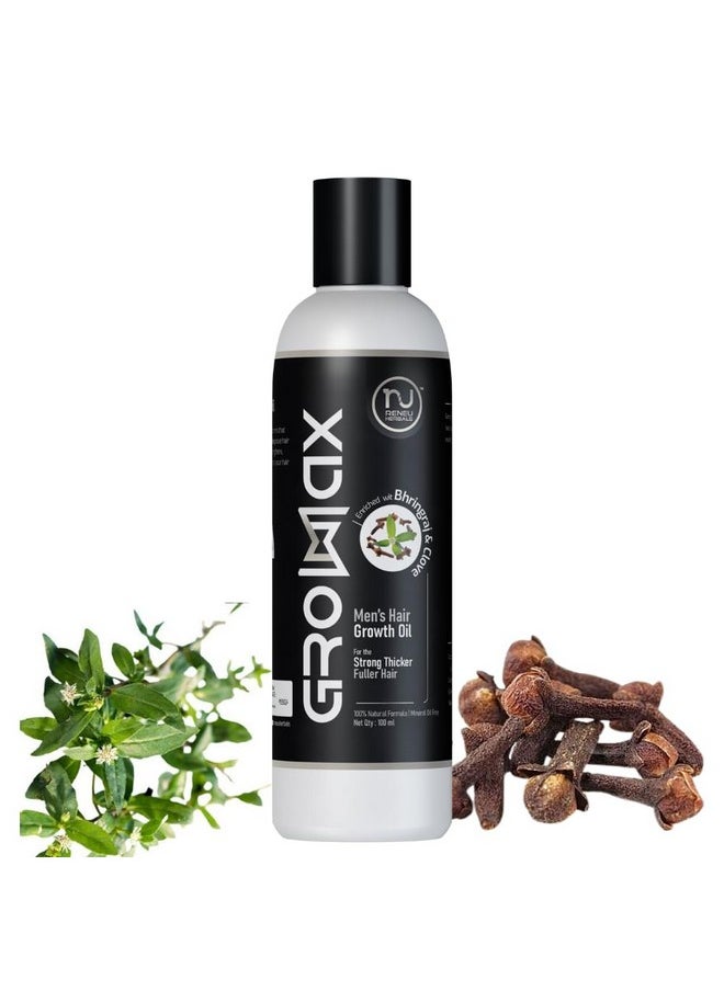 RENEU HERBALS - Growmax Men’S Hair Care Oil Infused With Bhringraj And Clove | Strong Hair Growth, Prevents Hairfall | Non Sticky Oil I 100 Ml - Image 1