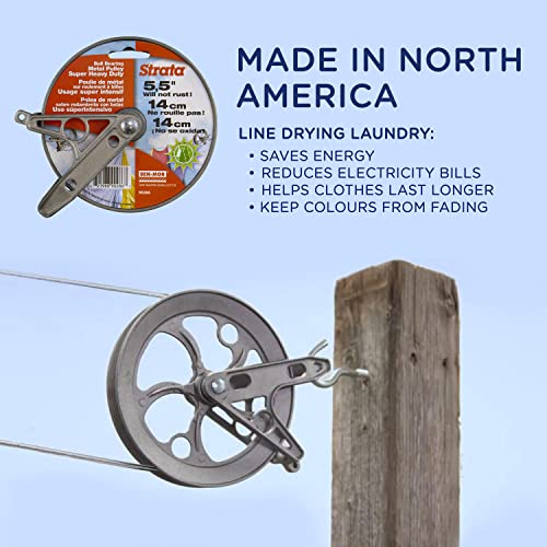 Strata Ball Bearing Style Clothesline Pulley - 5.5'' Heavy Duty Metal, Rustproof Silver for Outdoor Laundry Drying, Clothes Line Pulley for Clothes, Coats, Blankets, and More (1 Unit) - Image 4