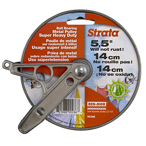 Strata Ball Bearing Style Clothesline Pulley - 5.5'' Heavy Duty Metal, Rustproof Silver for Outdoor Laundry Drying, Clothes Line Pulley for Clothes, Coats, Blankets, and More (1 Unit) - Image 1