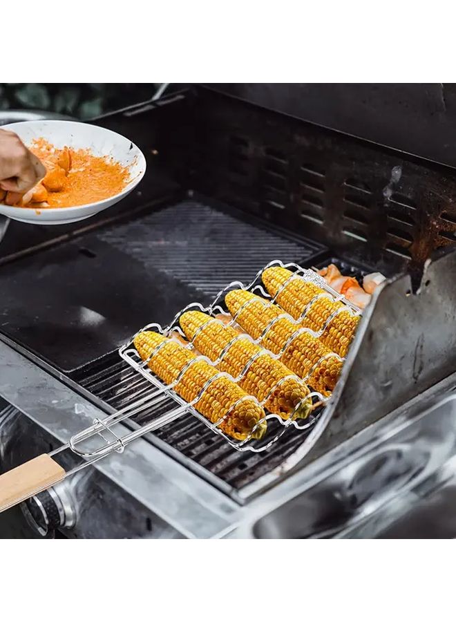 Foldable Handle Corn Grill Tongs BBQ Basket For Vegetable Fish Meat Steak Shrimp Chops - Image 5
