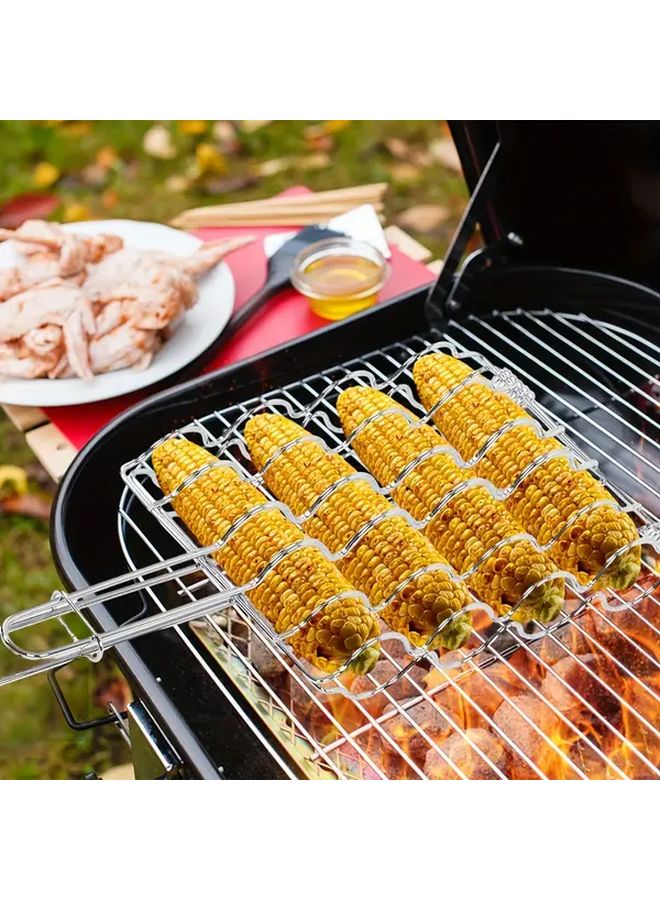Foldable Handle Corn Grill Tongs BBQ Basket For Vegetable Fish Meat Steak Shrimp Chops - Image 2