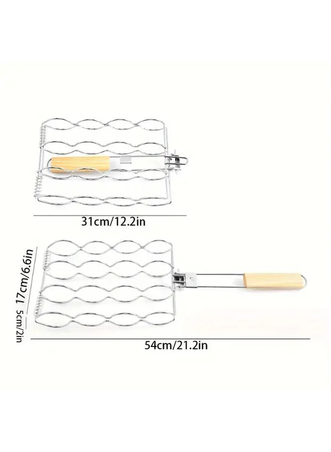 Foldable Handle Corn Grill Tongs BBQ Basket For Vegetable Fish Meat Steak Shrimp Chops - Image 3