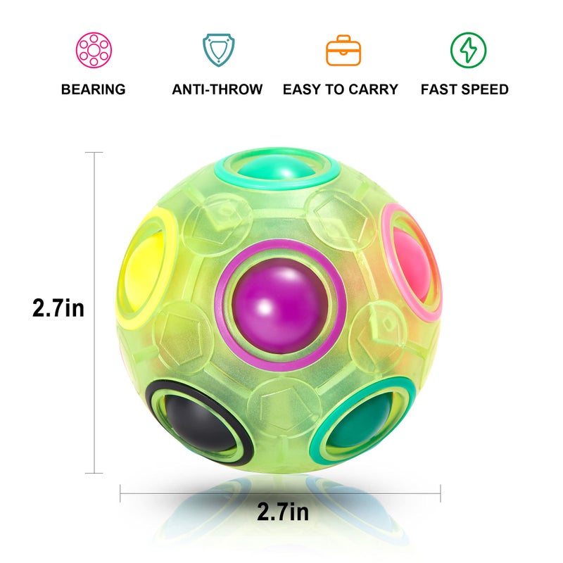 Vdealen Magic Rainbow Puzzle Ball, Fidget Ball Puzzle Brain Teaser Fidget Toy for Boys & Girls- Birthday Party Valentines Easter Christmas Stocking Stuffers for Kids Teen & Adults-2 Pack - Image 2