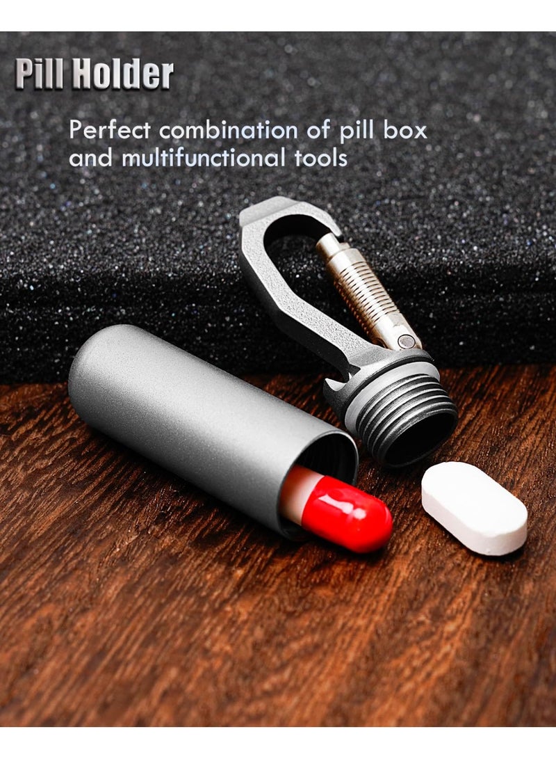 Titanium Small Pill Case, Mini Keychain Pill Holder, EDC Pill Container Portable Pocket Pill Box Organizer for Travel Purse - Image 2