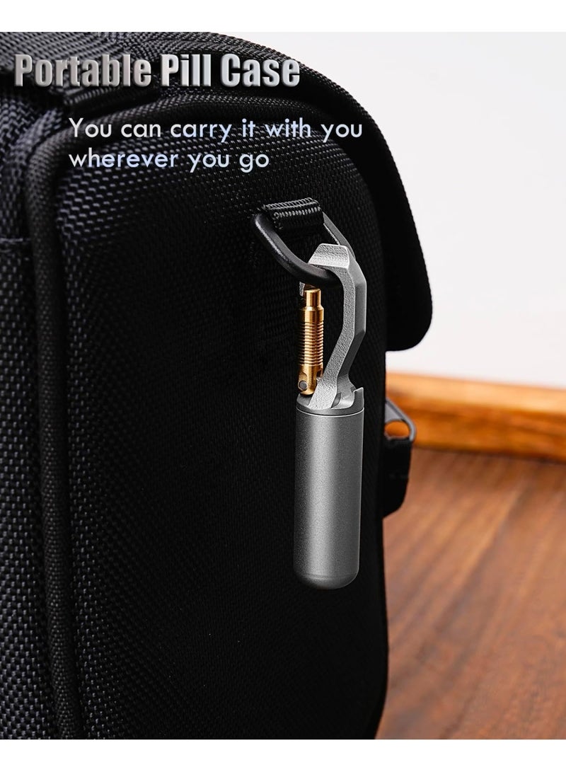 Titanium Small Pill Case, Mini Keychain Pill Holder, EDC Pill Container Portable Pocket Pill Box Organizer for Travel Purse - Image 5
