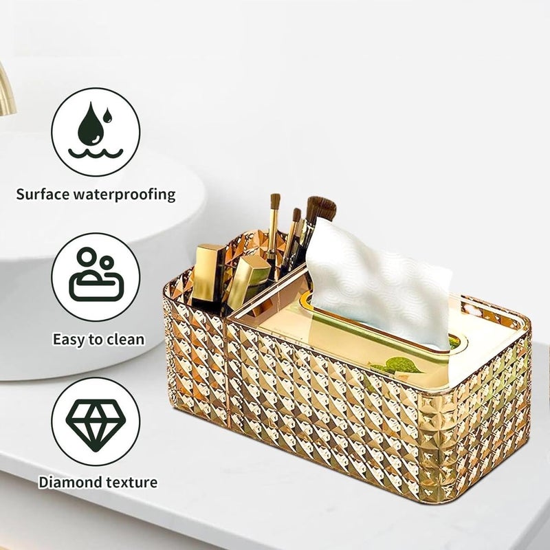 TERXA Luxury Tissue Box Holder | Diamond Tissue Box | Multi Functional Paper Box Cover | Napkin Holder | Decorative Tissue/Pen/Remote Organizer for Home/Office (Pack of 1,Multicolor) - Image 5