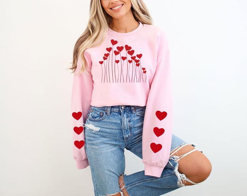 Huovud Valentines Sweatshirt Women Funny Love Heart Graphic Valentines Shirt Casual Valentines Long Sleeve Pullover Top (Pink-3, L) - Image 4