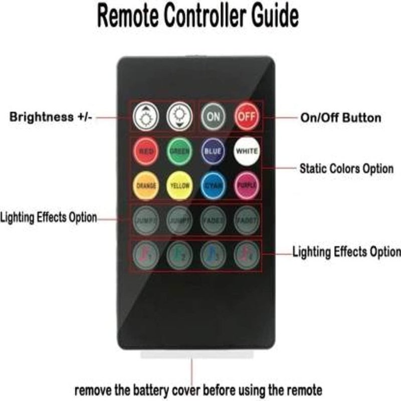 Atmosphere Lights with 12x4 LED Strip Light 48 LEDs, DC 12V Multicolour Interior Ambient Lighting Kit Featuring Sound Active Function, Wireless Remote Control Works for All car - Image 2