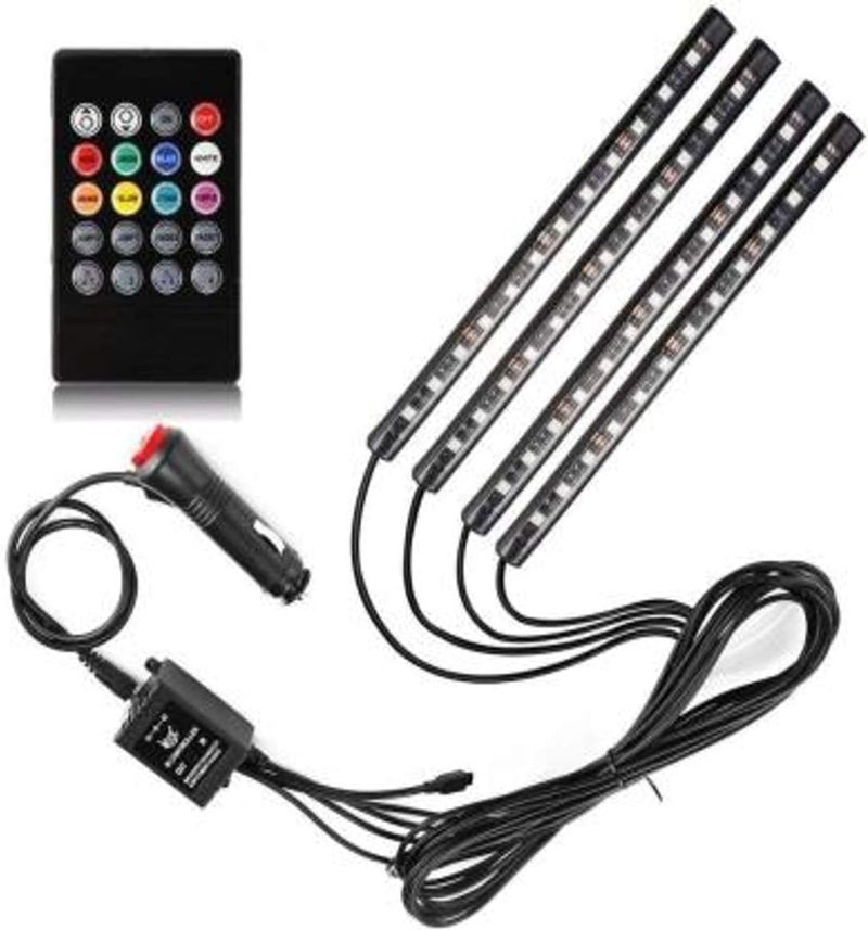 Atmosphere Lights with 12x4 LED Strip Light 48 LEDs, DC 12V Multicolour Interior Ambient Lighting Kit Featuring Sound Active Function, Wireless Remote Control Works for All car - Image 3