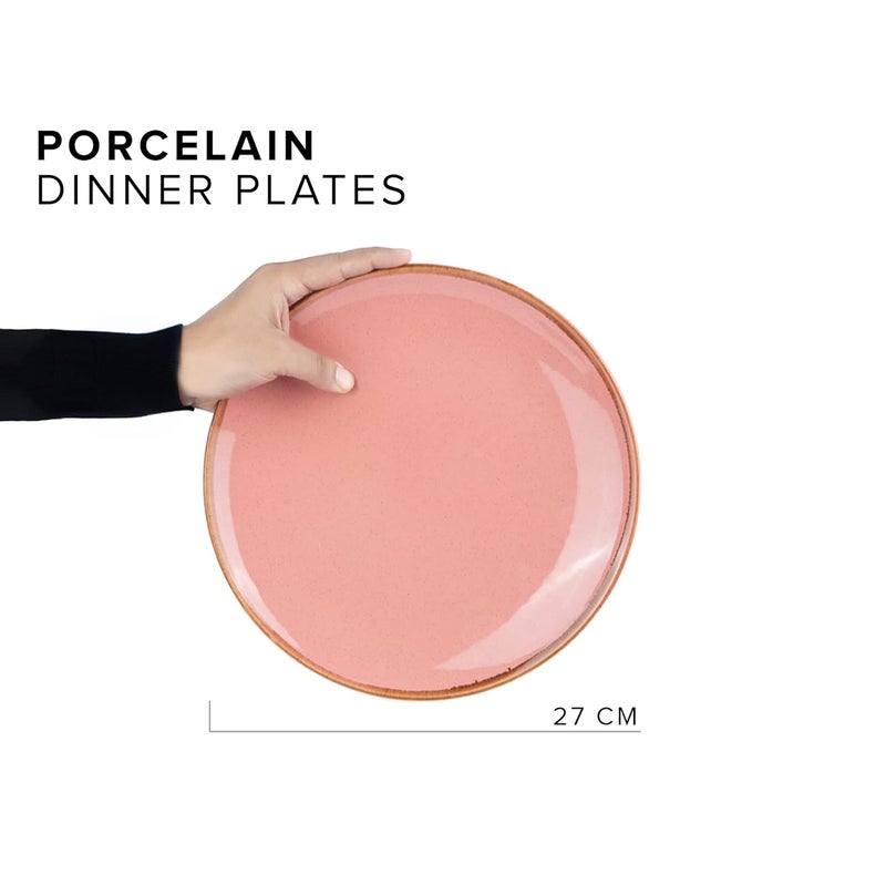 Shay Ceramic Dinner Plates Set 6 Pieces 3 Pink 3 Blue Sprinkle Series Ceramic Plates Set Glossy Finish Plate Set Dinner Plates Ceramic Set of 6 Plates for Dinner Pink Blue - Image 4