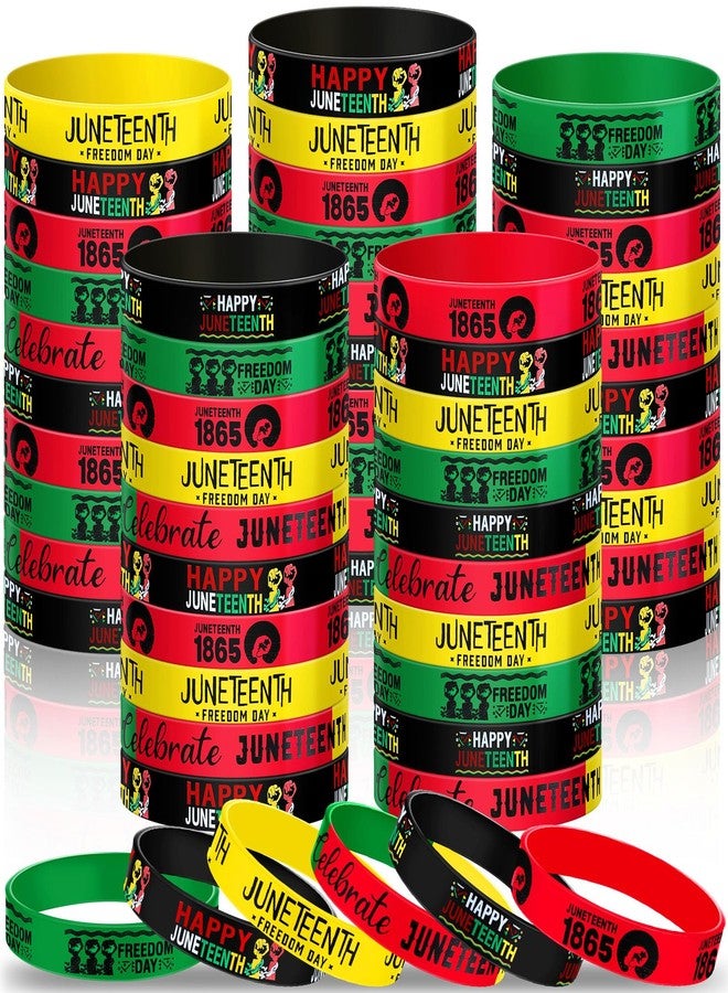 JellyArch 48 Pcs Juneteenth Silicone Bracelets Juneteenth Day Party Favors Black Freedom Day Rubber Wristbands 1865 Black American Bracelets for Adults(Bright Style) - Image 1