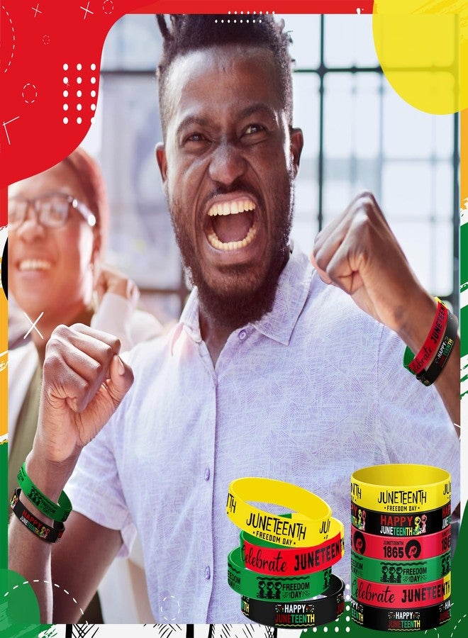 JellyArch 48 Pcs Juneteenth Silicone Bracelets Juneteenth Day Party Favors Black Freedom Day Rubber Wristbands 1865 Black American Bracelets for Adults(Bright Style) - Image 4