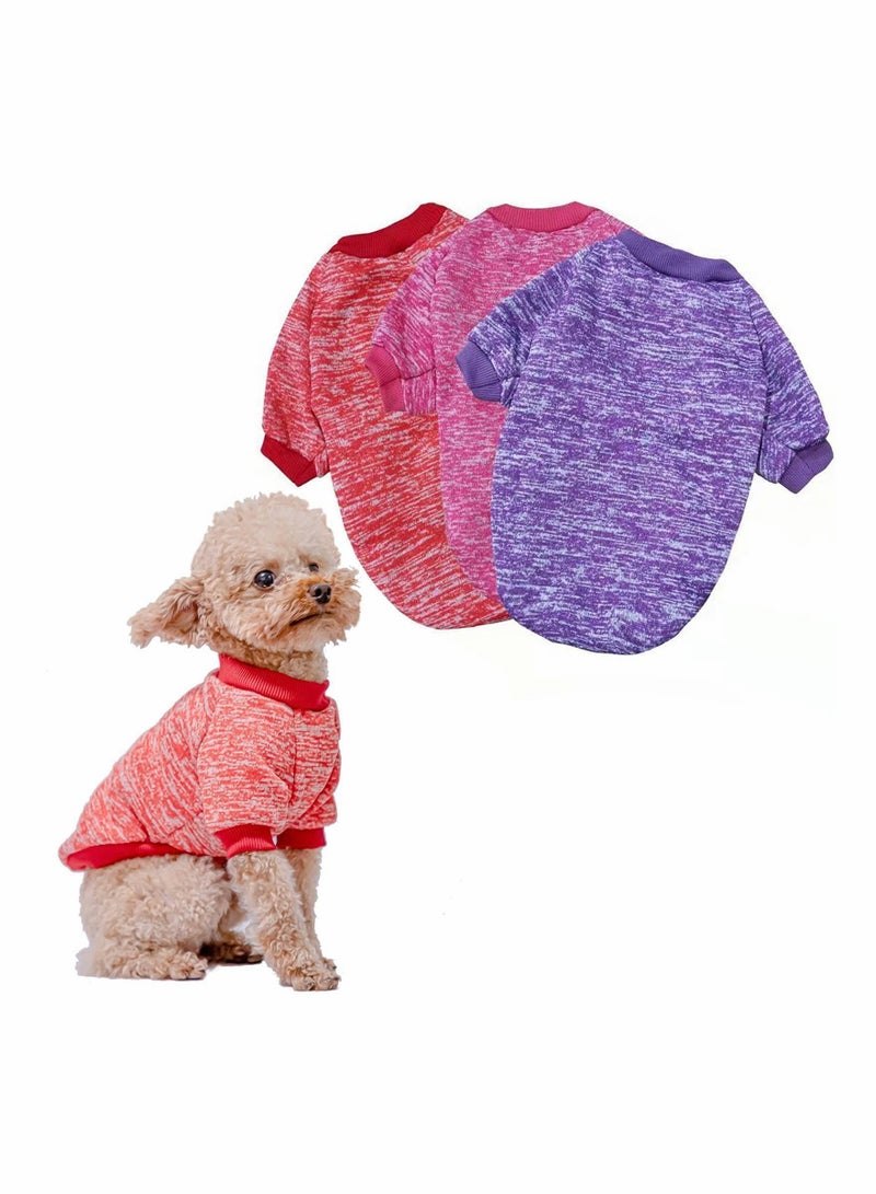 Y&D Pack of 3 Dog Hoodies Knitwear Sweaters Stretchy Pet Clothes Soft Puppy Pullover Cat Hooded Shirts Casual Sweatshirts for Small Dogs Cats Warm Winter Sweater (Size S) - Image 1