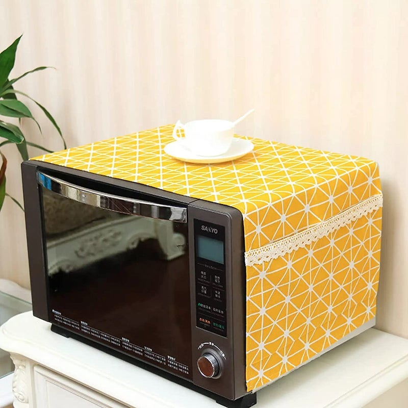 Kienlix Kienlix Microwave Oven Cover with Side Pockets Dust Proof Cotton Cover Kitchen Storage85 x 35 cm Yellow  - Image 1