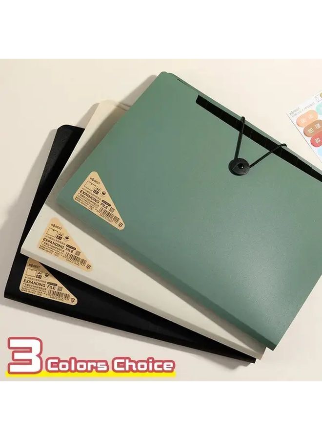 Green 5 Layer A4 Expanding File Folder PP Material Multipurpose Document Organizer Office School Supplies - Image 1