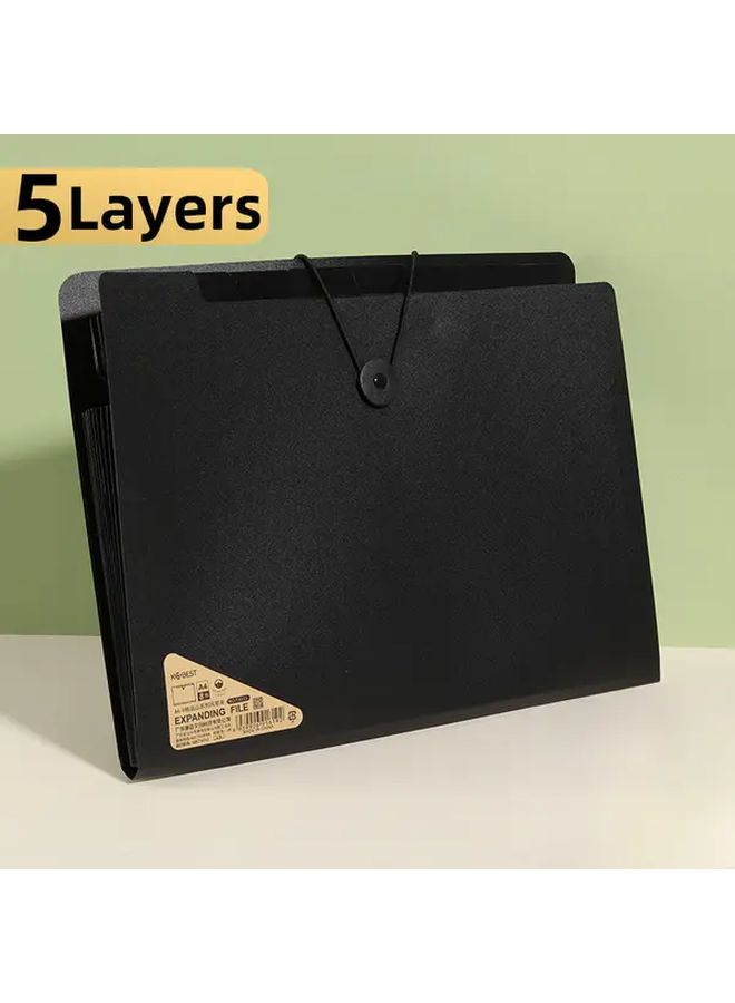 Green 5 Layer A4 Expanding File Folder PP Material Multipurpose Document Organizer Office School Supplies - Image 3