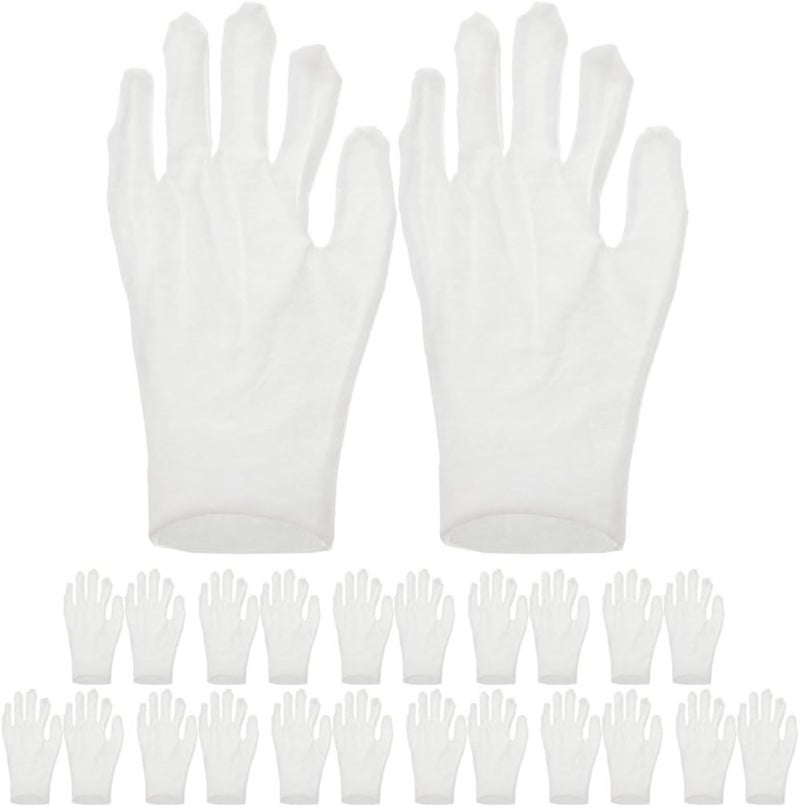 White Cotton Gloves for Dry Hands 12 Pairs Medium Thickness Moisturizing Gloves for Adults Men and Women Overnight Hand Care - Image 1