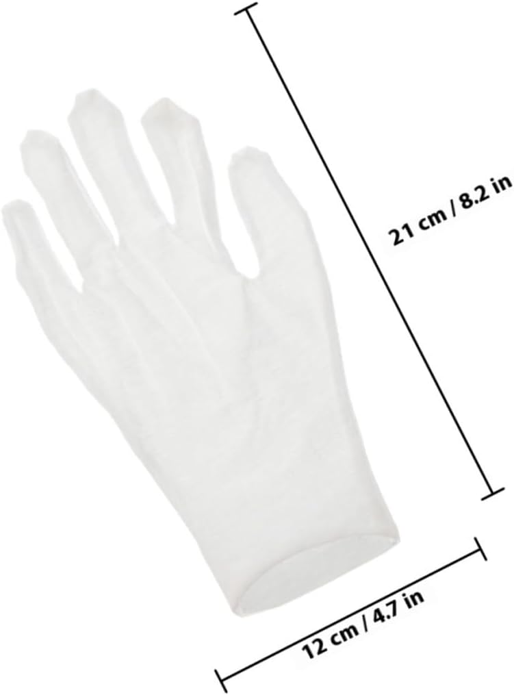 White Cotton Gloves for Dry Hands 12 Pairs Medium Thickness Moisturizing Gloves for Adults Men and Women Overnight Hand Care - Image 2