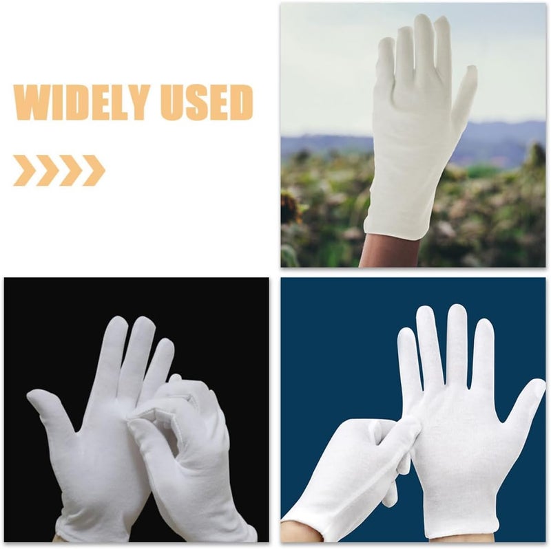 White Cotton Gloves for Dry Hands 12 Pairs Medium Thickness Moisturizing Gloves for Adults Men and Women Overnight Hand Care - Image 3