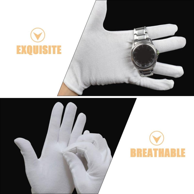 White Cotton Gloves for Dry Hands 12 Pairs Medium Thickness Moisturizing Gloves for Adults Men and Women Overnight Hand Care - Image 5