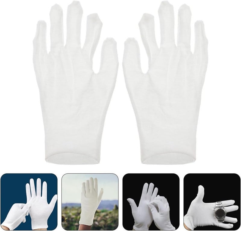 White Cotton Gloves for Dry Hands 12 Pairs Medium Thickness Moisturizing Gloves for Adults Men and Women Overnight Hand Care - Image 4