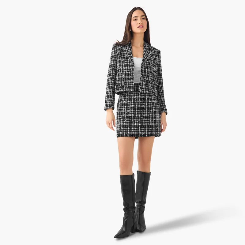 2Xtremz 2Xtremz Checked Notch Lapel Tweed Jacket