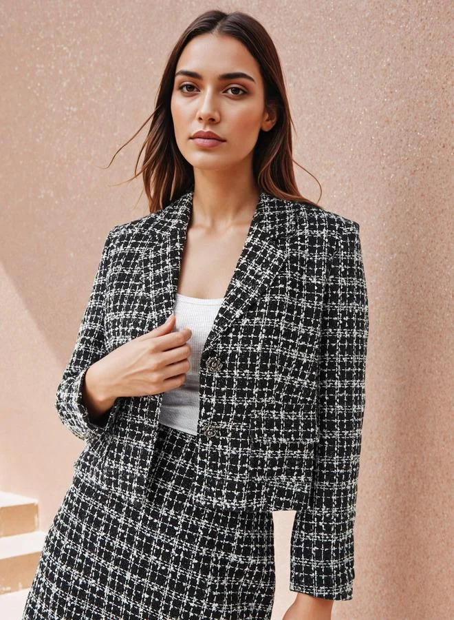 2Xtremz 2Xtremz Checked Notch Lapel Tweed Jacket
